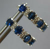 2.27CT DIAMOND AAA SAPPHIRE 14K WHITE GOLD OVAL & ROUND 4 STONE HANGING EARRINGS