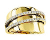 ESTATE WIDE .35CT ROUND DIAMOND 18KT YELLOW GOLD 3D CLASSIC DOUBLE ROW FUN RING