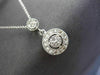 ESTATE .19CT DIAMOND 14KT WHITE GOLD FLOATING DOUBLE HALO CIRCLE PENDANT & CHAIN