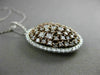 ESTATE LARGE 1.89CT WHITE & PINK DIAMOND 18K 2 TONE GOLD 3D CLUSTER OVAL PENDANT
