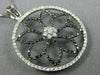 LARGE 1.07CT WHITE & BLACK DIAMOND 14KT TWO TONE GOLD 3D CIRCULAR FLOWER PENDANT