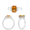 2.86CT DIAMOND AAA YELLOW SAPPHIRE PLATINUM EMERALD CUT 3 STONE ENGAEMENT RING