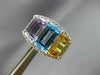 ESTATE LARGE .24CT DIAMOND & MULTI GEM 14KT WHITE GOLD 3 STONE HALO EARRINGS