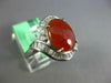 ESTATE WIDE 4.0CT DIAMOND & AAA RED JADEITE 14KT WHITE GOLD OVAL HEART LOVE RING