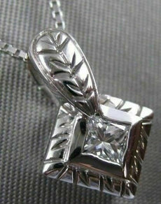 ESTATE .27CT SQUARE DIAMOND SOLITAIRE FILIGREE 14K WHITE GOLD PENDANT FVVS 10305