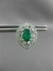 ESTATE 1.32CT DIAMOND & AAA EMERALD 14KT WHITE GOLD OVAL FLOWER HUGGIE EARRINGS