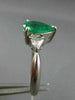 ESTATE 1.65CT DIAMOND & AAA COLOMBIAN EMERALD PLATINUM 3 STONE ENGAGEMENT RING