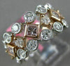 ESTATE WIDE 1.41CT WHITE & PINK DIAMOND 18K 2 TONE GOLD CLASSIC ANNIVERSARY RING