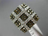 ESTATE LARGE 1.92CT WHITE & CHOCOLATE FANCY DIAMOND 14KT WHITE GOLD SQUARE RING