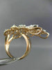 ESTATE EXTRA LARGE 1.39CT DIAMOND 14K ROSE GOLD 3D MULTI LEAF DOUBLE FINGER RING