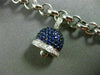 ESTATE LARGE 2.93CT DIAMOND & MULTI GEM 14K WHITE GOLD LUCKY BELL CHARM BRACELET