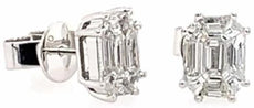 ESTATE .59CT DIAMOND 14KT WHITE GOLD 3D ASSCHER INVISIBLE OCTAGON STUD EARRINGS