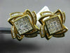 ESTATE MASSIVE 3.6CT DIAMOND 14KT YELLOW GOLD 3D FLOWER SQUARE CLIP ON EARRINGS