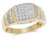 ESTATE WIDE .98CT DIAMOND 14KT YELLOW GOLD 3D MULTI ROW PAVE SQUARE MEN'S RING