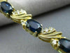 ESTATE 9.40CT DIAMOND & AAA OVAL SAPPHIRE 14KT YELLOW GOLD LEAF TENNIS BRACELET