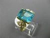ESTATE LARGE 4.50CT DIAMOND & AAA BLUE APATITE 14KT YELLOW GOLD ENGAGEMENT RING