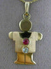 ESTATE LARGE .50CT AQUAMARINE & RUBY 14KT YELLOW GOLD 3D BABY BOY PENDANT #25193