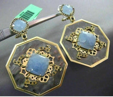ESTATE LARGE 1.12CT BLACK DIAMOND & AVENTURINE 18K YELLOW GOLD FILIGREE EARRINGS