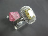 LARGE 5.57CT WHITE & FANCY YELLOW DIAMOND 18K 2 TONE GOLD FLOWER ENGAGEMENT RING