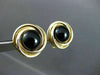 ESTATE LARGE 14KT YELLOW GOLD AAA ONYX CIRCULAR CLIP ON EARRINGS UNIQUE! #22547