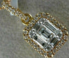 ESTATE .49CT DIAMOND 18KT ROSE GOLD 3D ROUND & BAGUETTE HALO CLUSTER PENDANT