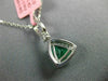 ESTATE 1.83CT DIAMONDS & AAA EMERALD 18K WHITE GOLD 3D TRILLION FLOATING PENDANT