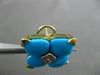 ESTATE LARGE .20CT DIAMOND & AAA TURQUOISE 18KT YELLOW GOLD 3D FILIGREE EARRINGS