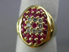ESTATE WIDE 1.13CT DIAMOND & AAA PINK RUBY 14KT YELLOW GOLD 3D OVAL CLUSTER RING