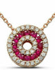 ESTATE .42CT DIAMOND & AAA RUBY 14KT WHITE GOLD 3D HEART CIRCLE OF LIFE PENDANT
