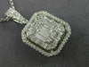 ESTATE EXTRA LARGE 2.07CT ROUND BAGUETTE DIAMOND 14K WHITE GOLD CLUSTER PENDANT