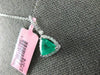 ESTATE 1.83CT DIAMONDS & AAA EMERALD 18K WHITE GOLD 3D TRILLION FLOATING PENDANT