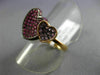 ESTATE .95CT AAA PINK SAPPHIRE & RUBY 18KT ROSE GOLD 3D DOUBLE HEART LOVE RING