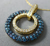 ESTATE LARGE 1.0CT WHITE & BLUE DIAMOND 14KT YELLOW GOLD CIRCLE OF LIFE PENDANT