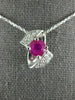 ESTATE 1.21CT DIAMOND & AAA RUBY 14KT WHITE GOLD 3D BOW CLUSTER PENDANT #1131