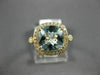 ESTATE WIDE 2.08CT DIAMOND & AAA AQUAMARINE 14K ROSE GOLD SQUARE ENGAGEMENT RING