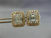 ESTATE LARGE 1.16CT ROUND & BAGUETTE DIAMOND 18K WHITE & ROSE GOLD STUD EARRINGS