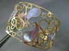 ESTATE LARGE .70CT DIAMOND 14KT ROSE GOLD MOTHER OF PEARL FLOWER BANGLE BRACELET