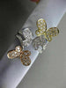 ESTATE LARGE .97CT DIAMOND 18K WHITE YELLOW ROSE GOLD 3D BUTTERFLY LOVE FUN RING