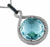 19.39CT DIAMOND & AAA SAPPHIRE & BLUE TOPAZ 14K WHITE GOLD 3D ROUND LOVE PENDANT