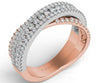 WIDE 1.28CT DIAMOND 14K WHITE & ROSE GOLD MULTI ROW CRISS CROSS PAVE X LOVE RING