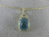 ESTATE 1.96CT DIAMOND & AAA BLUE TOPAZ 14KT YELLOW GOLD RECTANGULAR LOVE PENDANT