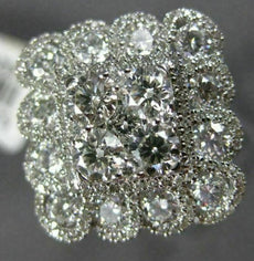 ESTATE EXTRA LARGE 2.24CT DIAMOND 18KT WHITE GOLD 3D FLOWER SQUARE ETOILE RING