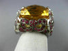 EXTRA LARGE 24.06CT DIAMOND CITRINE & RUBY 14KT WHTIE GOLD 3D BUTTERFLY FUN RING