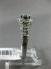 ESTATE .59CT WHITE & BLUE DIAMOND 14KT WHITE GOLD SOLITAIRE HALO ENGAGEMENT RING