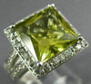 EXTRA LARGE 4.60CT DIAMOND & AAA GREEN AMETHYST 14KT WHITE GOLD 3D PRINCESS RING