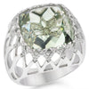 LARGE 9.28CT DIAMOND & AAA GREEN AMETHYST 18KT WHITE GOLD CUSHION & ROUND RING