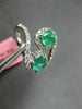ESTATE 1.55CT DIAMOND & AAA EMERALD 18KT WHITE GOLD LOVE KNOT INFINITY FUN RING