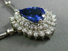 ESTATE LARGE 4.94CT DIAMOND & TANZANITE 18K WHITE GOLD DROP DOUBLE HALO NECKLACE