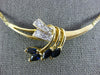 ESTATE LARGE 1.20CT DIAMOND & AAA SAPPHIRE 14KT YELLOW GOLD LEAF NECKLACE #1112