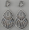 LARGE 5.4CT DIAMOND 18KT WHITE GOLD 3D DOUBLE TEAR DROP LEAF HANGING EARRINGS